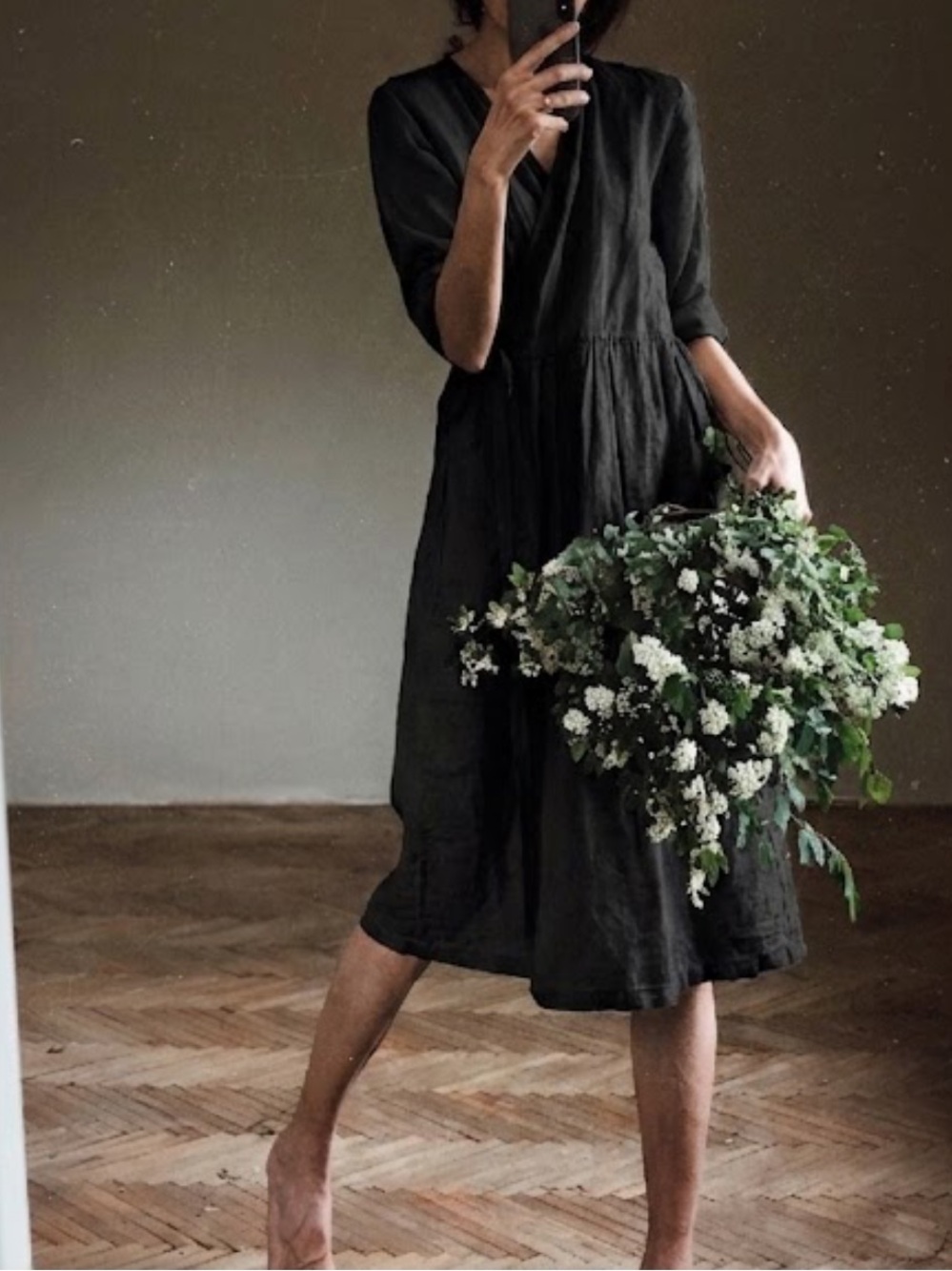 Simply Grey Linen Wrap Dress